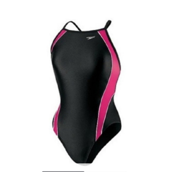 Speedo Women's Axcel Splice Swimsuit Black Pink Size 8 - Picture 10 of 11